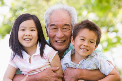 Grandfather with grandkids